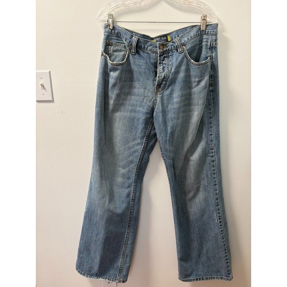 Duck Head Men Blue Denim Bootcut Jeans Button Fly 100% Cotton EU 34